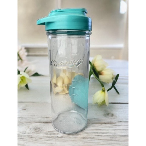 MASONTOPS Mason Jar Hydration Kit Glass Water Bottle Teal Neoprene Cover… - Picture 5 of 10